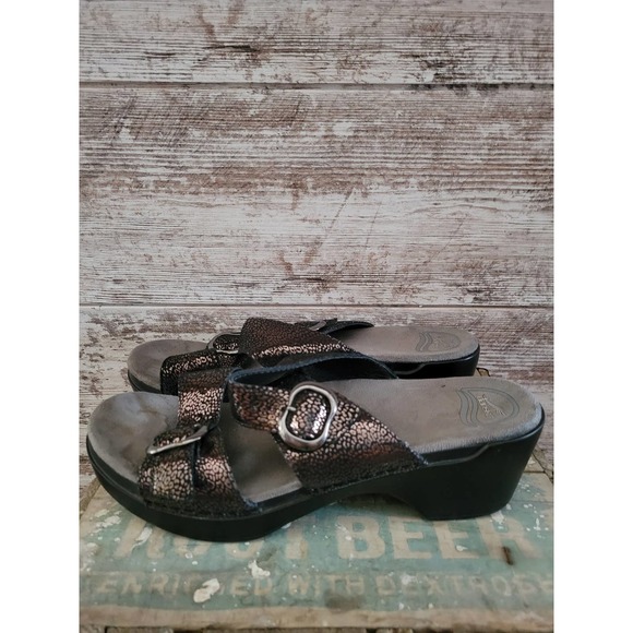 Dansko Sophie Sandal Black Metallic Python Heeled Sandals Size 41 US 10.5 - 11 - Picture 5 of 11